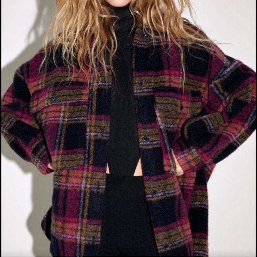 Zara plaid wool jacket (M-L)